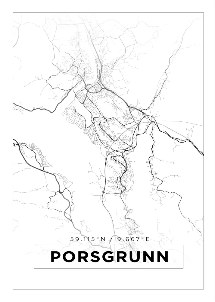 Bildverkstad Map - Porsgrunn - White Poster