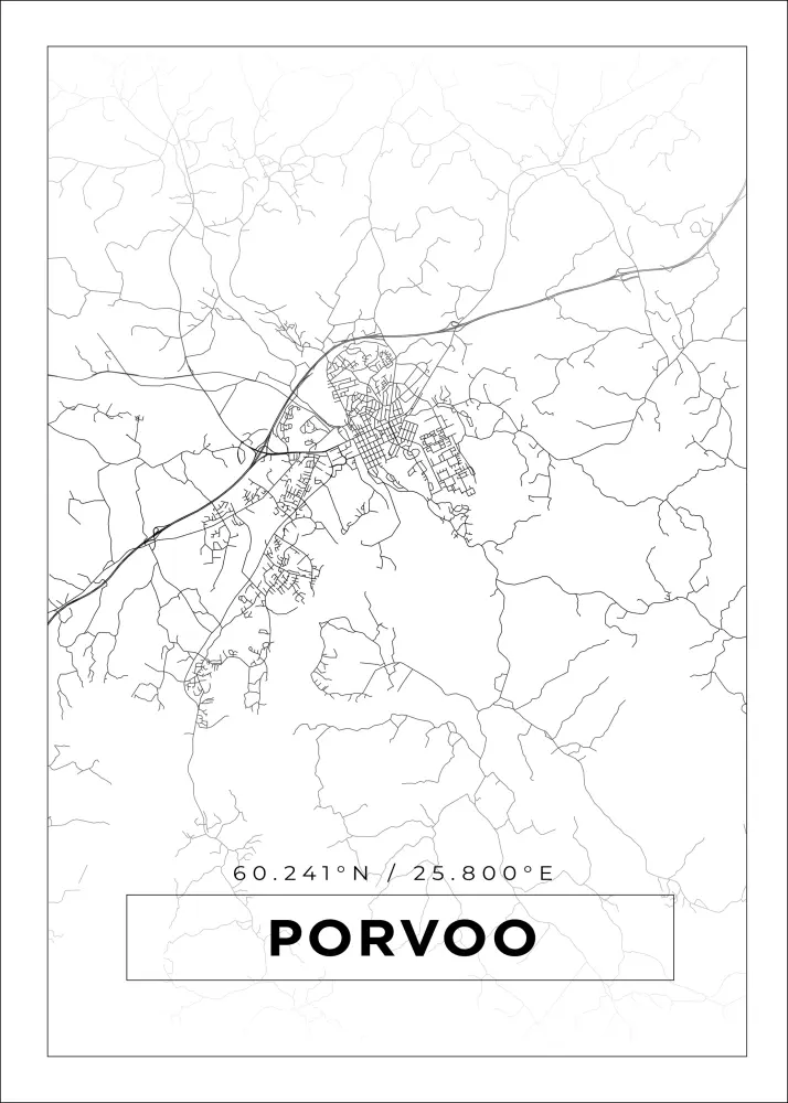 Bildverkstad Map - Porvoo - White Poster