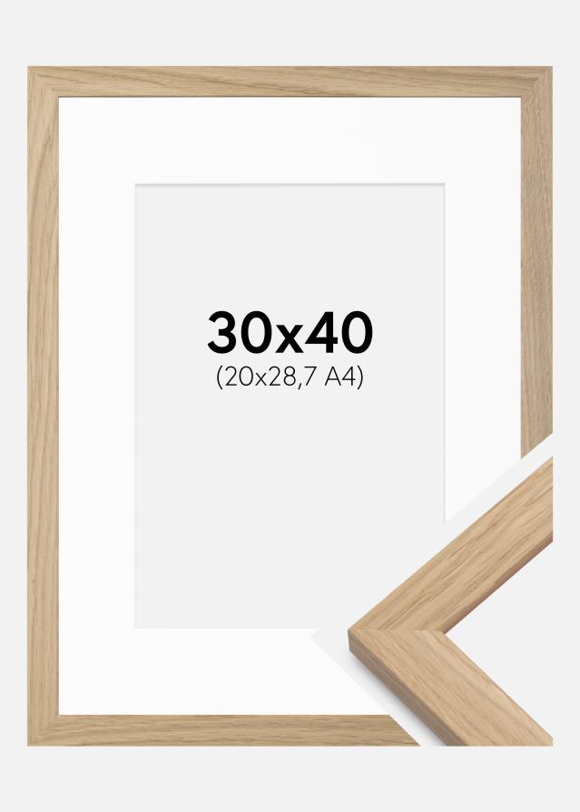 Ram med passepartou Kader Oak Wood 30x40 cm - Passe-partout Wit 21x29,7 cm (A4)