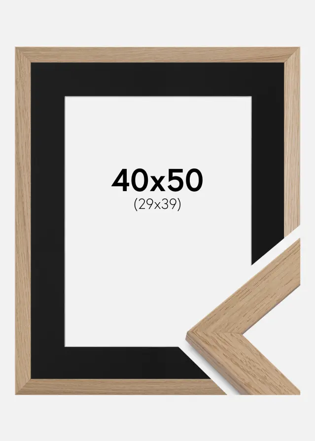 Ram med passepartou Kader Trendline Eiken 40x50 cm - Passe-partout Zwart 30x40 cm