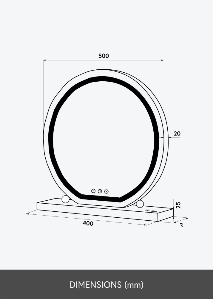 KAILA KAILA Make-up spiegel Round LED Wit 50 cm Ø