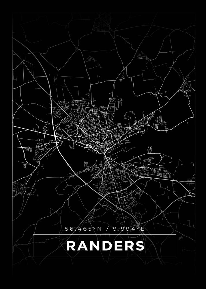 Bildverkstad Map - Randers - Black Poster