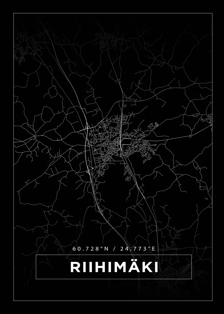 Bildverkstad Map - Riihimäki - Black Poster