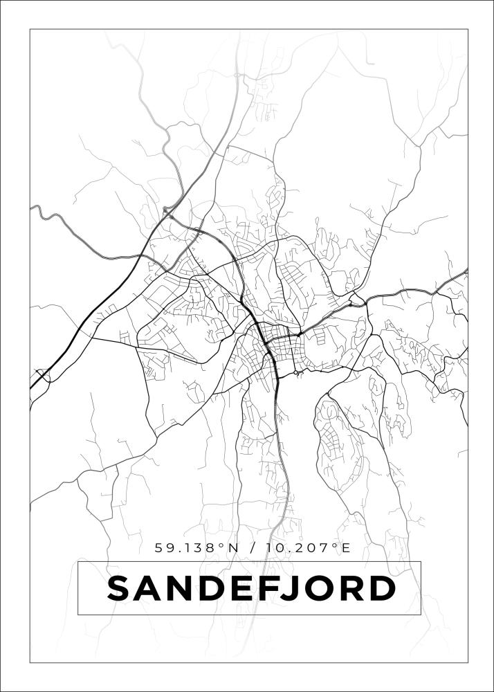 Bildverkstad Map - Sandefjord - White Poster