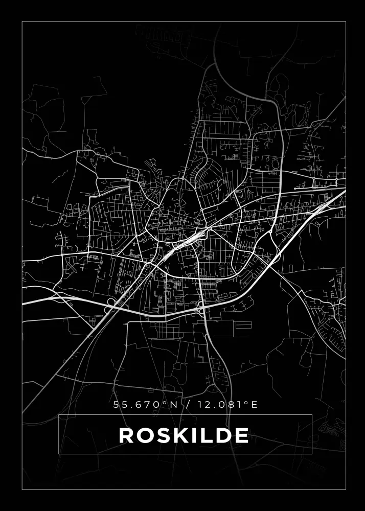 Bildverkstad Map - Roskilde - Black Poster