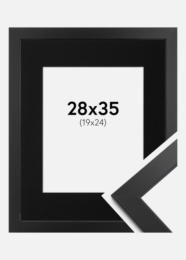 Ram med passepartou Kader Black Wood 28x35 cm - Passe-partout Zwart 20x25 cm