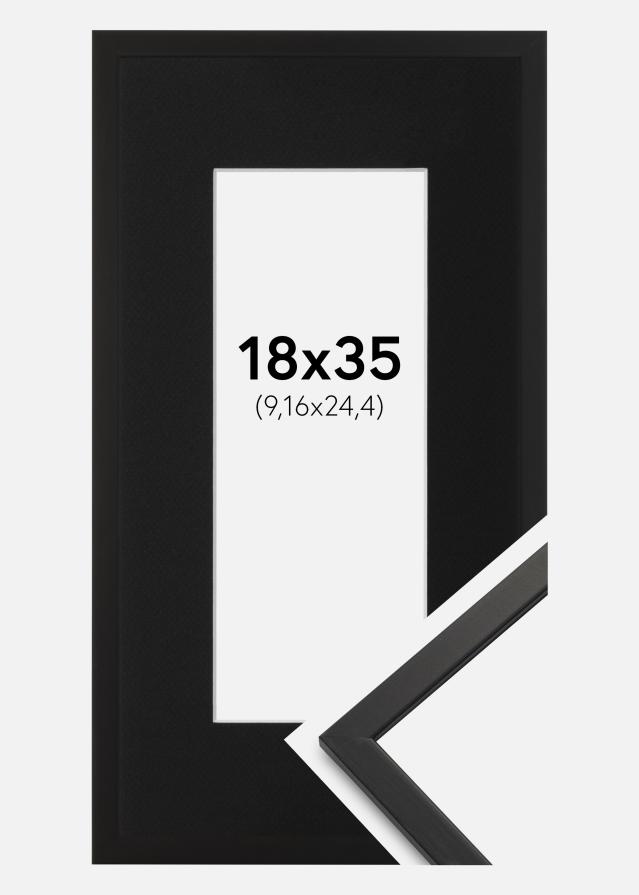 Ram med passepartou Kader Edsbyn Zwart 18x35 cm - Passe-partout Zwart 4x10 inches