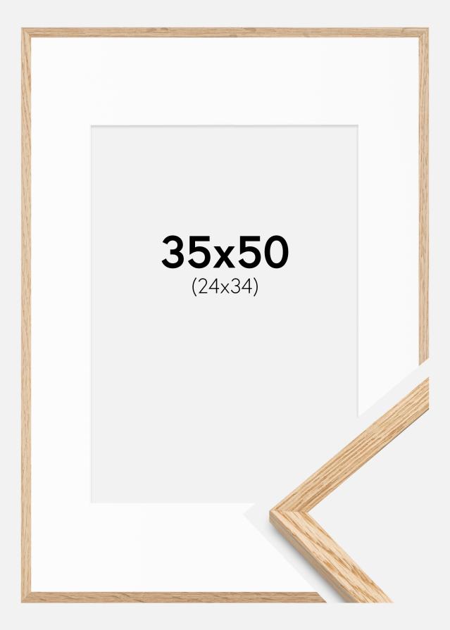 Ram med passepartou Kader Smal Eikenhout 35x50 cm - Passe-partout Wit 25x35 cm