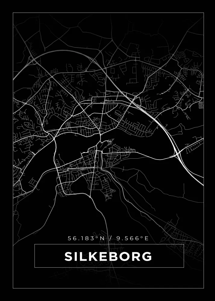 Bildverkstad Map - Silkeborg - Black Poster