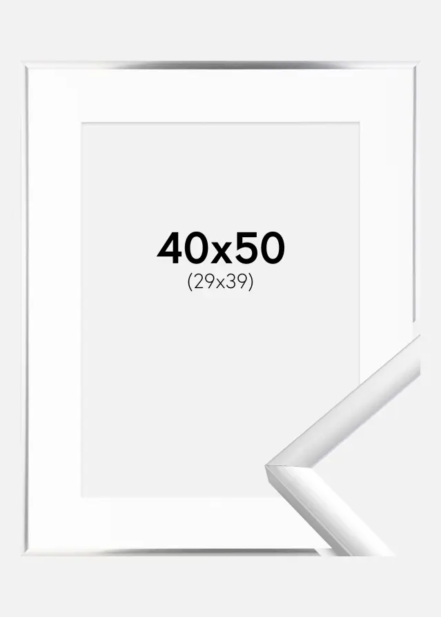 Ram med passepartou Kader New Lifestyle Zilver 40x50 cm - Passe-partout Wit 30x40 cm