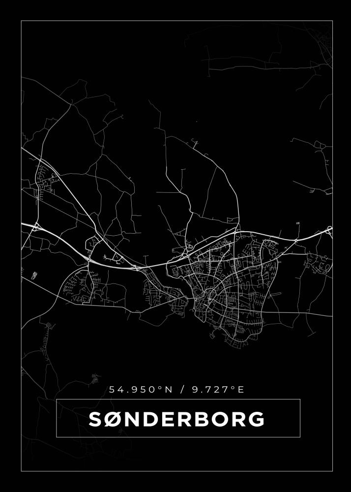 Bildverkstad Map - Sønderborg - Black Poster