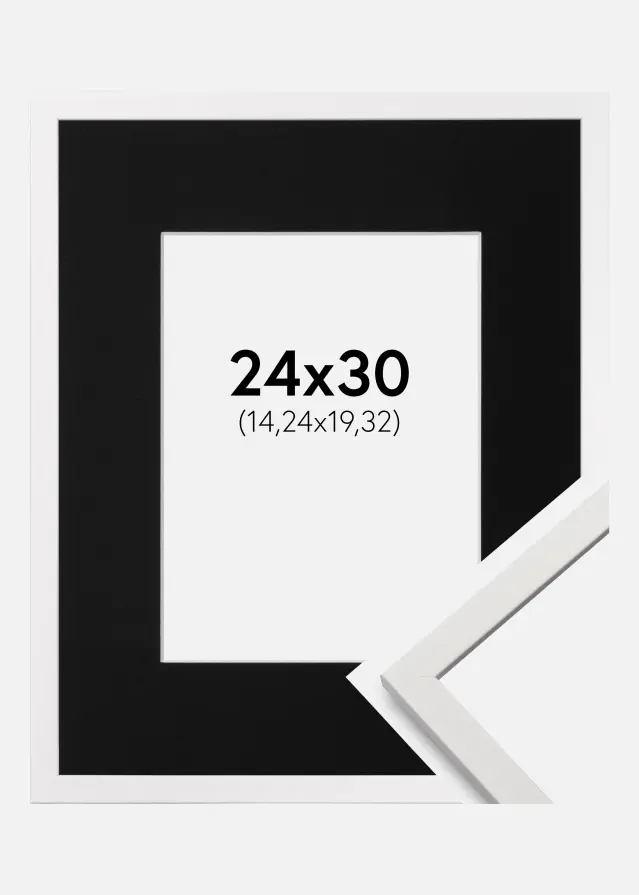 Ram med passepartou Kader Edsbyn Wit 24x30 cm - Passe-partout Zwart 6x8 inches (15,24x20,32 cm)