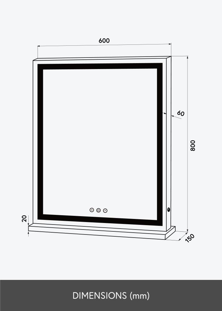 KAILA KAILA Make-up spiegel Base Vertical LED Wit 80x60 cm