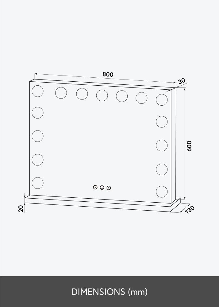 KAILA KAILA Make-up spiegel Vanity LED 15 Wit 80x60 cm