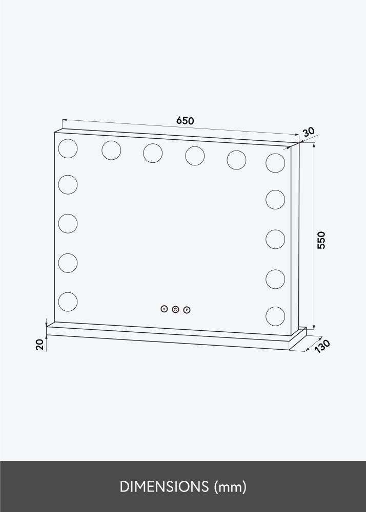 KAILA KAILA Make-up spiegel Base LED 14 Zilver 65x56 cm