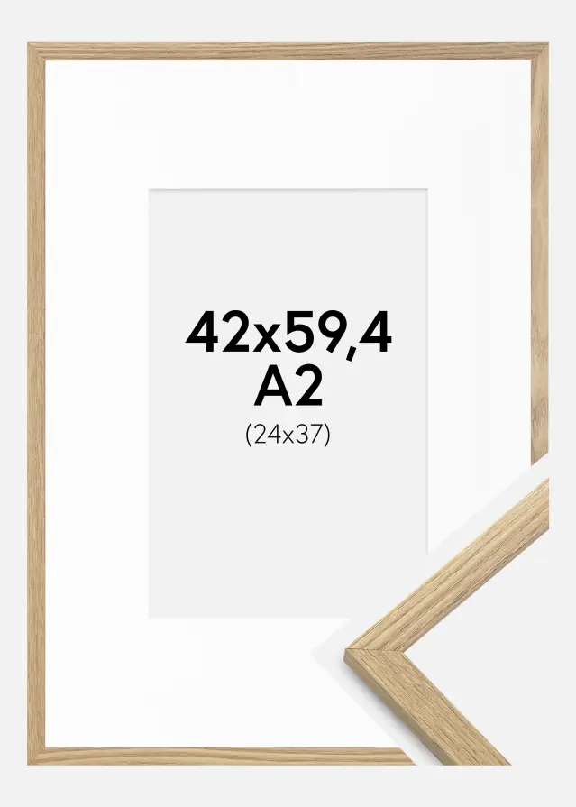 Ram med passepartou Kader Trendy Eiken 42x59,4 cm (A2) - Passe-partout Wit 25x38 cm