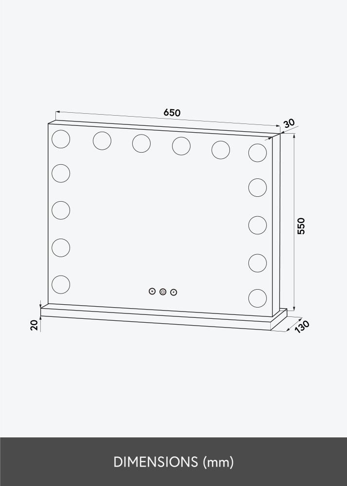 KAILA KAILA Make-up spiegel Base LED 14 Zwart 65x56 cm