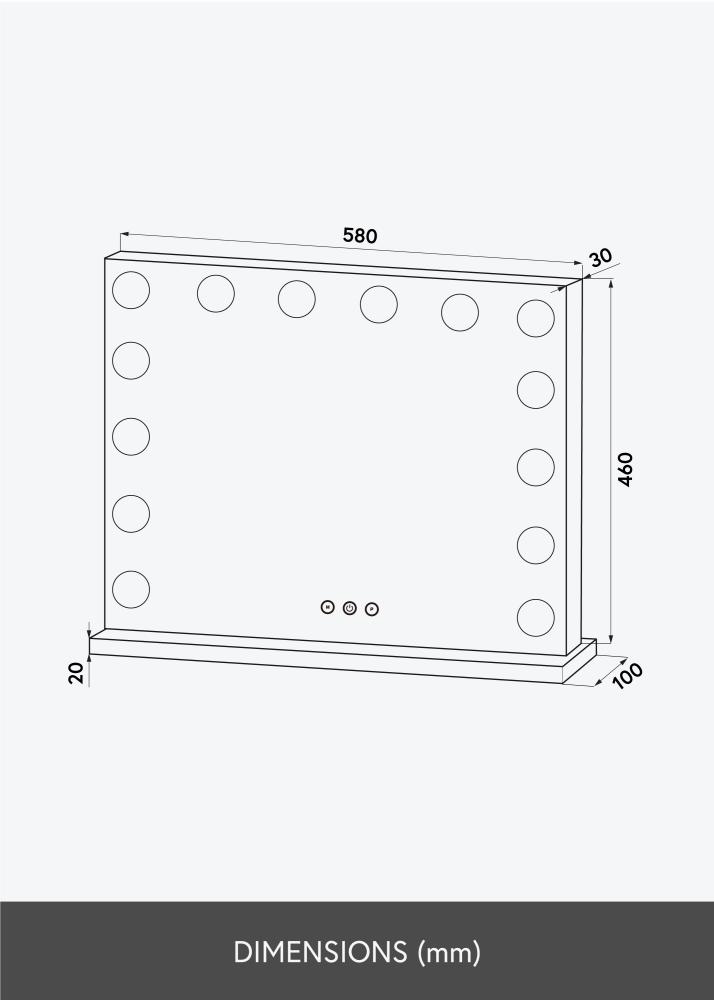 KAILA KAILA Make-up spiegel Base LED 14 Zilver 56x46 cm