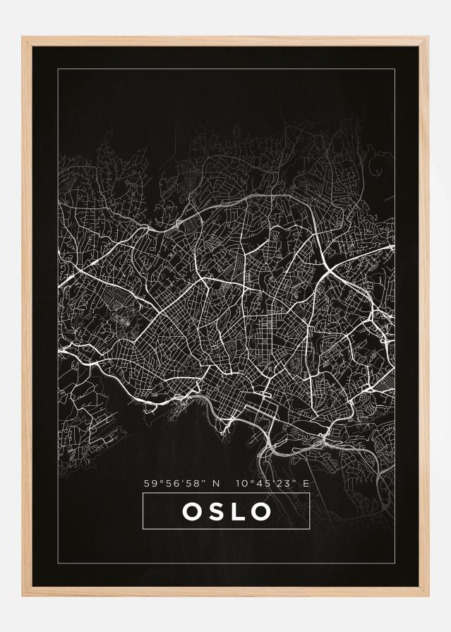 Bildverkstad Map - Oslo - Black Poster