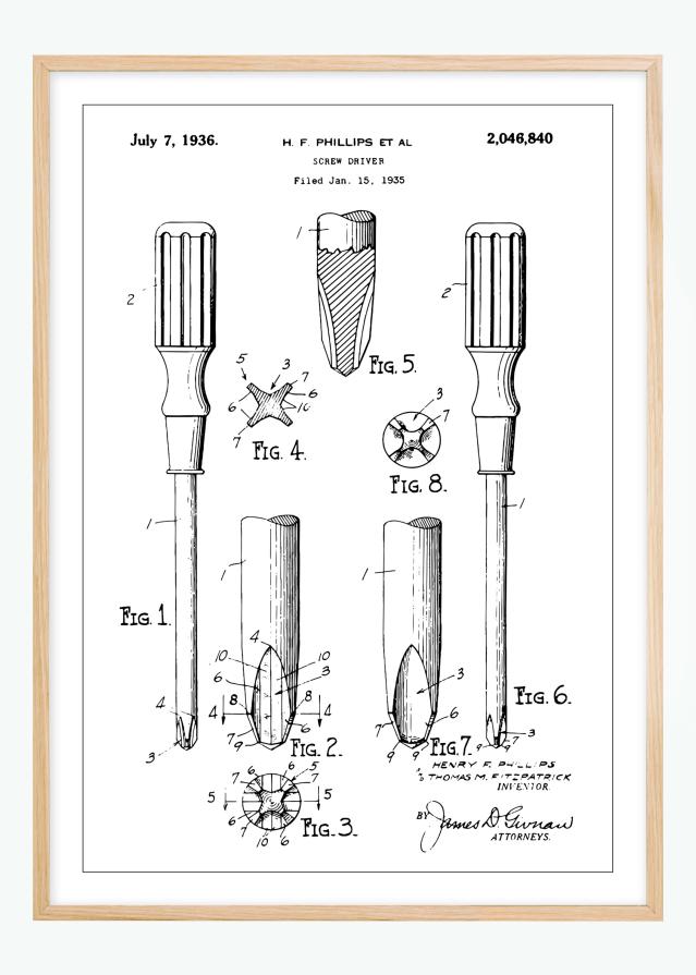 Bildverkstad Patenttekening - Schroevendraaier Poster