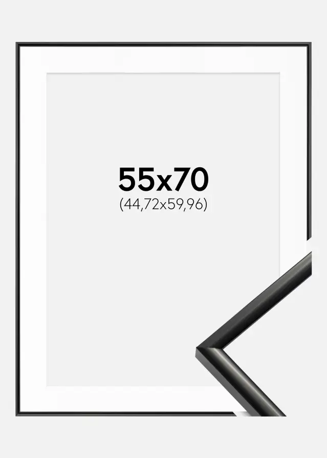 Ram med passepartou Kader New Lifestyle Zwart 55x70 cm - Passe-partout Wit 18x24 inches