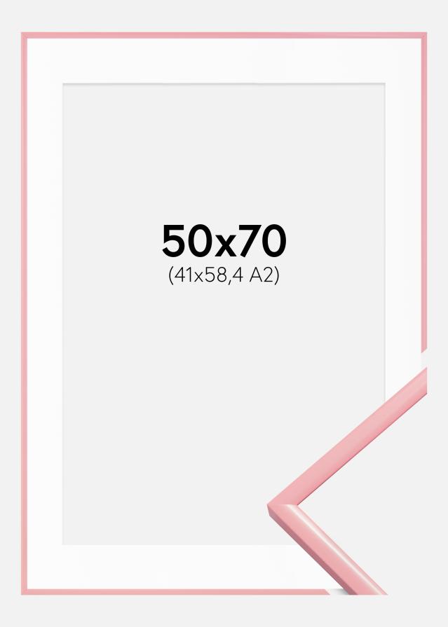 Ram med passepartou Kader New Lifestyle Roze 50x70 cm - Passe-partout Wit 42x59,4 cm (A2)