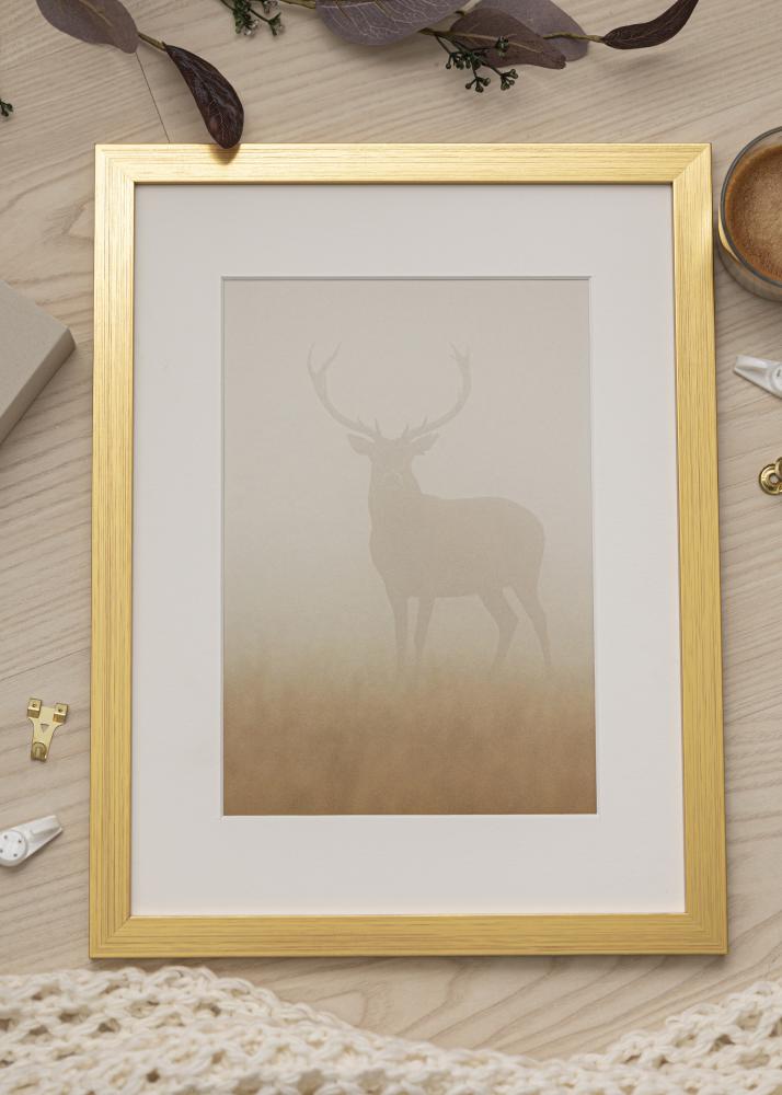 Ram med passepartou Kader Gold Wood 35x50 cm - Passe-partout Wit 24x30 cm