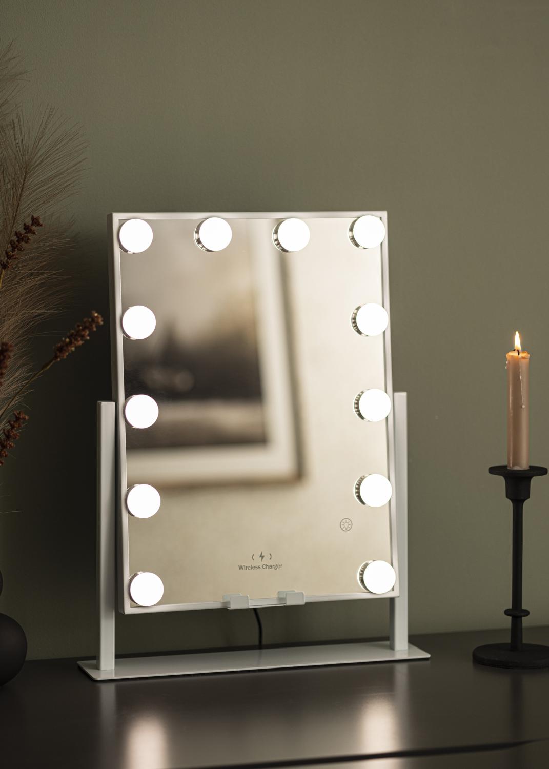 Product Image for KAILA Make-up spiegel Hollywood 12 met Draadloze Oplader Wit 30x41 cm