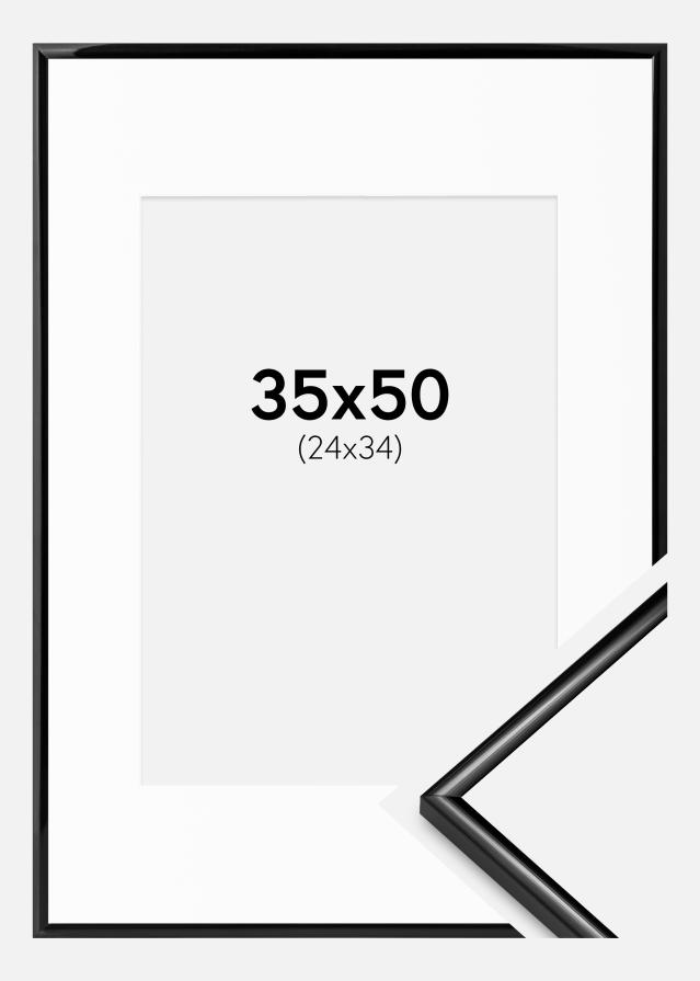 Ram med passepartou Kader Scandi Zwart 35x50 cm - Passe-partout Wit 25x35 cm