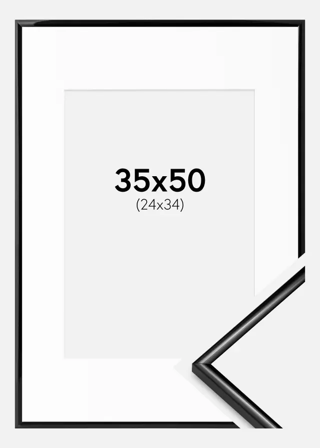 Ram med passepartou Kader Scandi Zwart 35x50 cm - Passe-partout Wit 25x35 cm