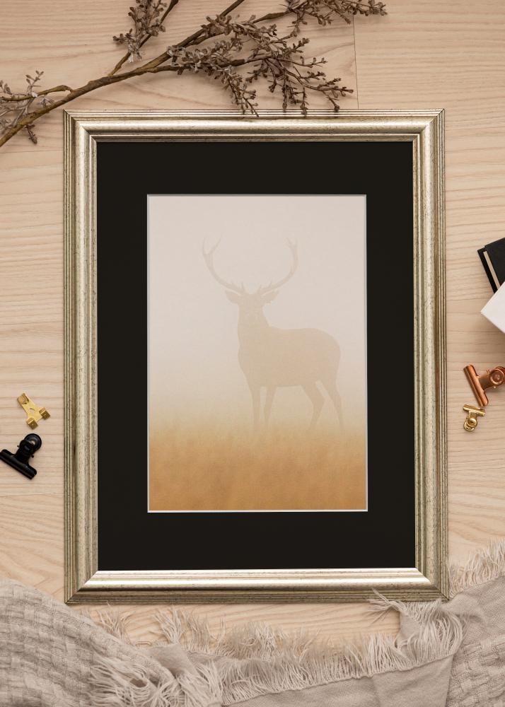 Ram med passepartou Kader Västkusten Zilver 70x100 cm - Passe-partout Zwart 62x93 cm