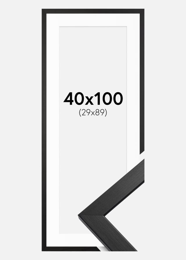 Ram med passepartou Kader Stilren Acrylglas Zwart 40x100 cm - Passe-partout Wit 30x90 cm
