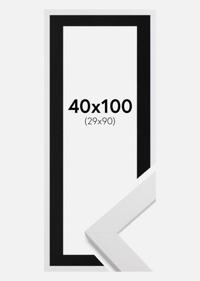 Ram med passepartou Kader White Wood 40x100 cm - Passe-partout Zwart 30x91 cm
