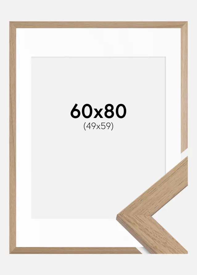 Ram med passepartou Kader Trendline Eiken 60x80 cm - Passe-partout Wit 50x60 cm