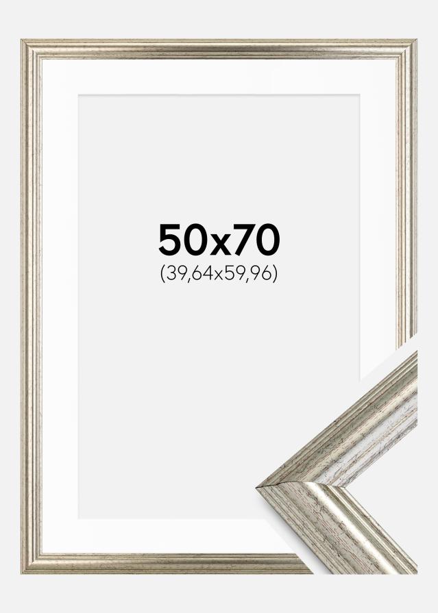 Ram med passepartou Kader Västkusten Zilver 50x70 cm - Passe-partout Wit 16x24 inches