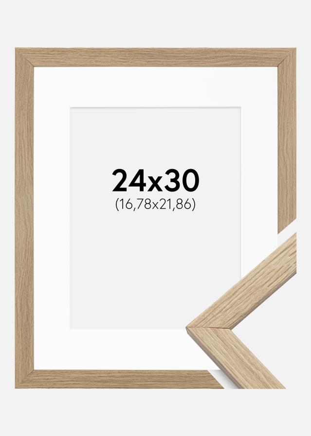 Ram med passepartou Kader Stilren Acrylglas Eiken 24x30 cm - Passe-partout Wit 7x9 inches