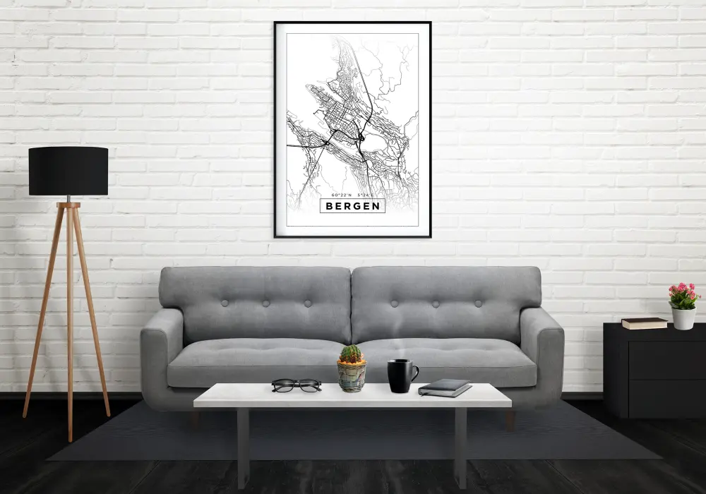 Bildverkstad Map - Bergen - White Poster