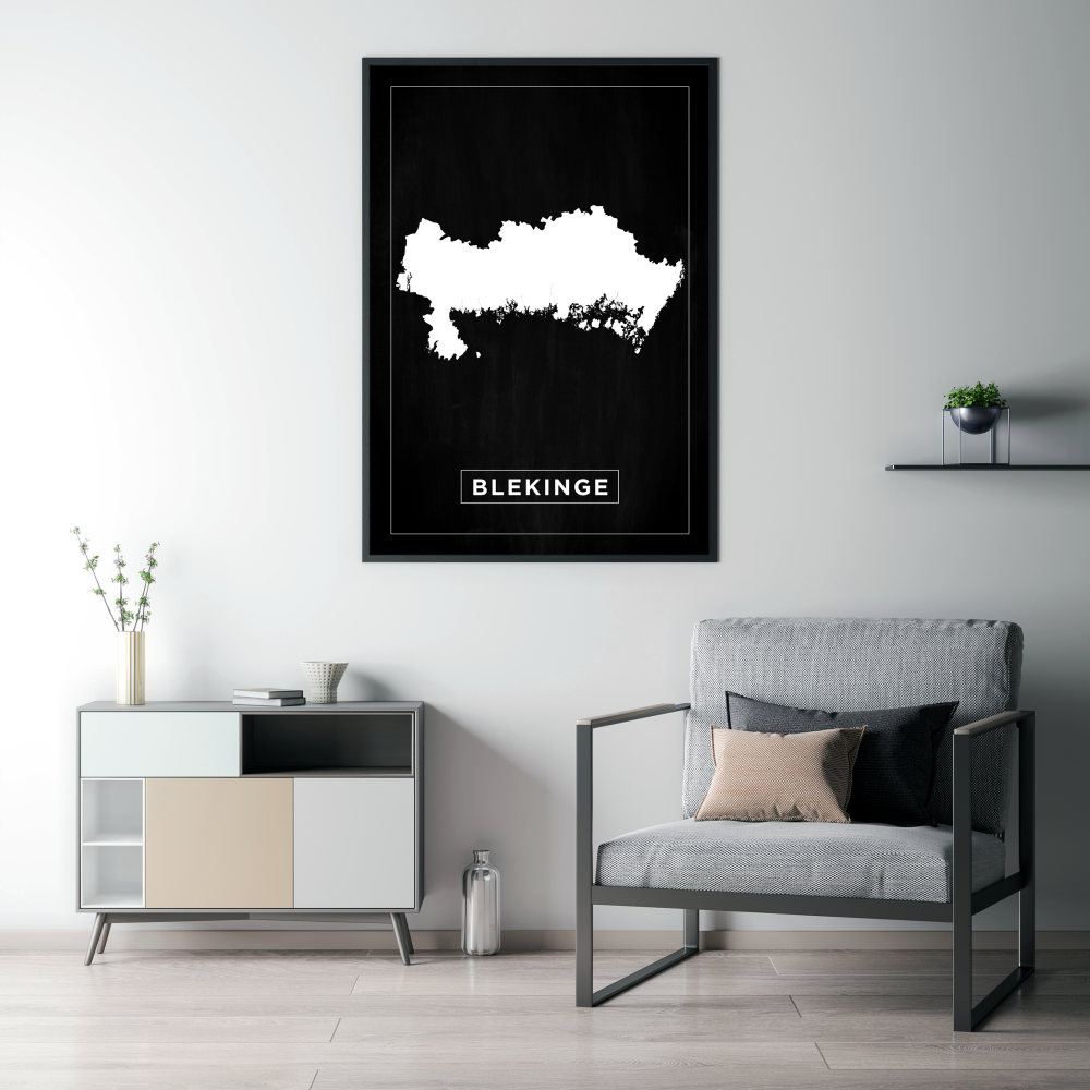 Bildverkstad Map - Blekinge - Black Poster