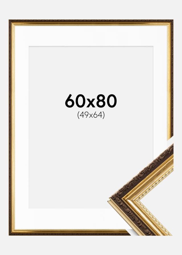 Ram med passepartou Kader Abisko Goud 60x80 cm - Passe-partout Wit 50x65 cm