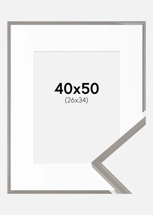 Ram med passepartou Kader New Lifestyle Earth Grey 40x50 cm - Passe-partout Wit 27x35 cm
