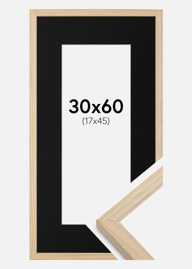 Ram med passepartou Kader Grimsåker Eiken 30x60 cm - Passe-partout Zwart 18x46 cm