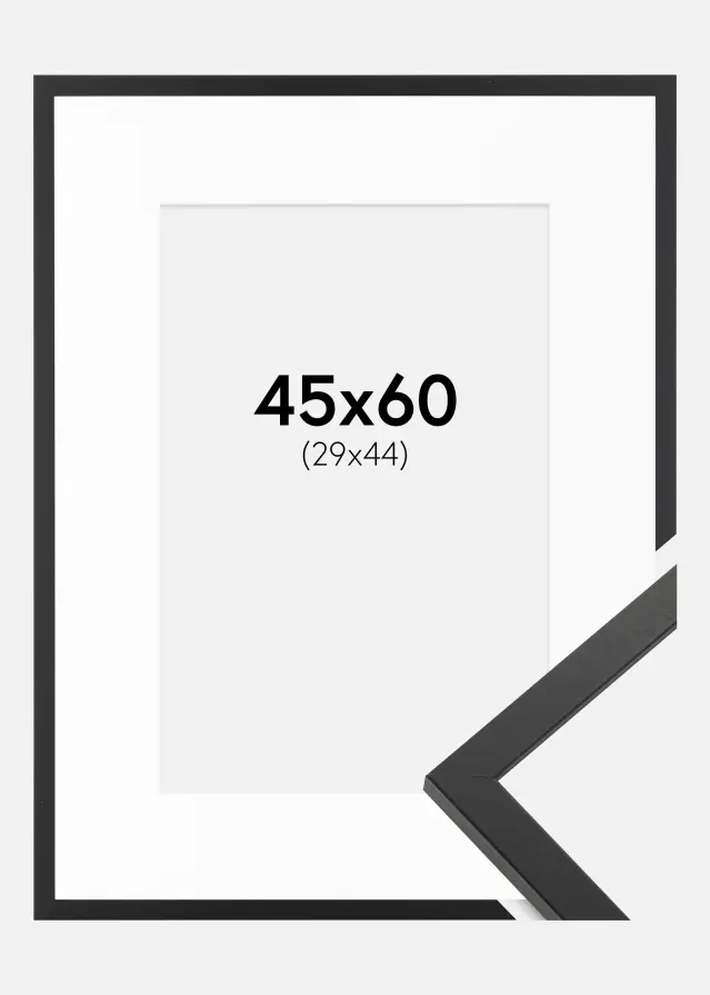 Ram med passepartou Kader Trendy Zwart 45x60 cm - Passe-partout Wit 30x45 cm