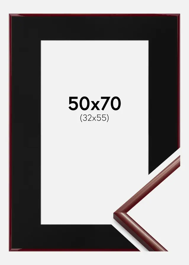 Ram med passepartou Kader New Lifestyle Donkerrood 50x70 cm - Passe-partout Zwart 33x56 cm