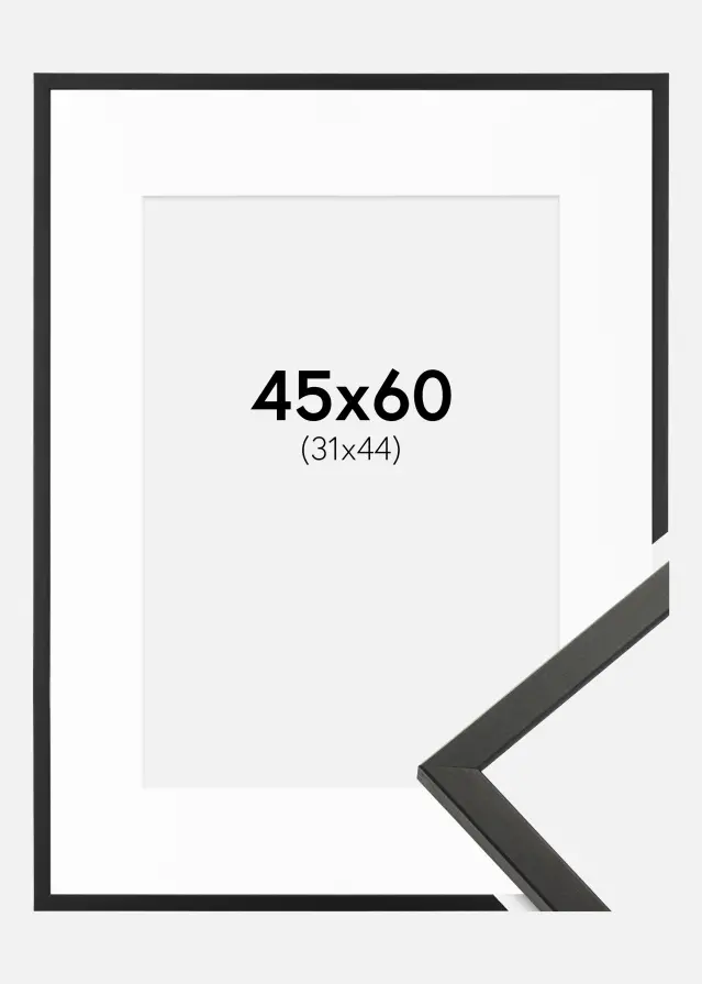 Ram med passepartou Kader Galant Zwart 45x60 cm - Passe-partout Wit 32x45 cm