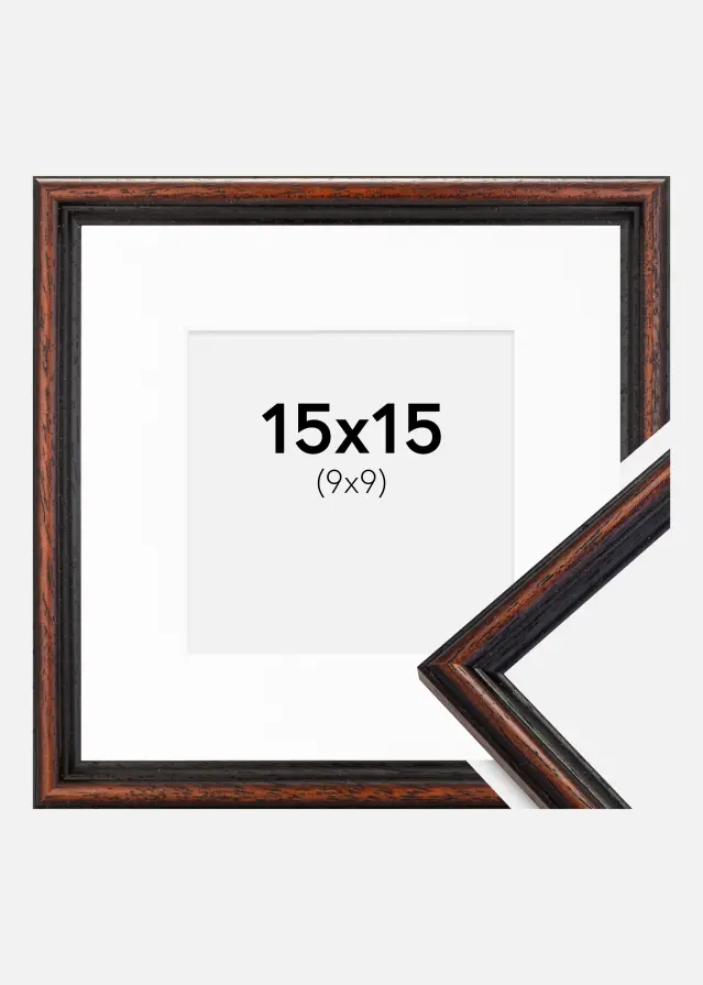 Ram med passepartou Kader Horndal Walnoot 15x15 cm - Passe-partout Wit 10x10 cm