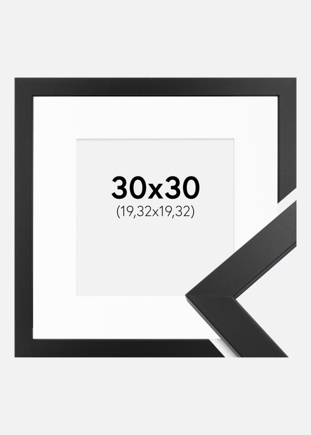 Ram med passepartou Kader Black Wood 30x30 cm - Passe-partout Wit 8x8 inches