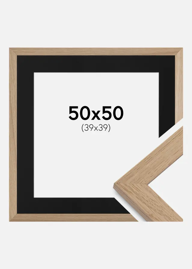Ram med passepartou Kader Trendline Eiken 50x50 cm - Passe-partout Zwart 40x40 cm