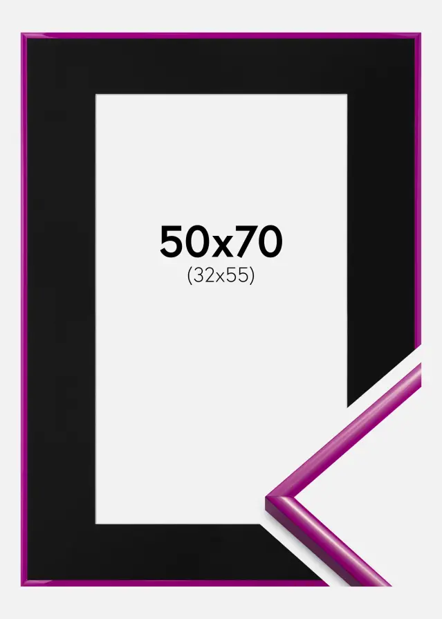 Ram med passepartou Kader New Lifestyle Fuchsia 50x70 cm - Passe-partout Zwart 33x56 cm