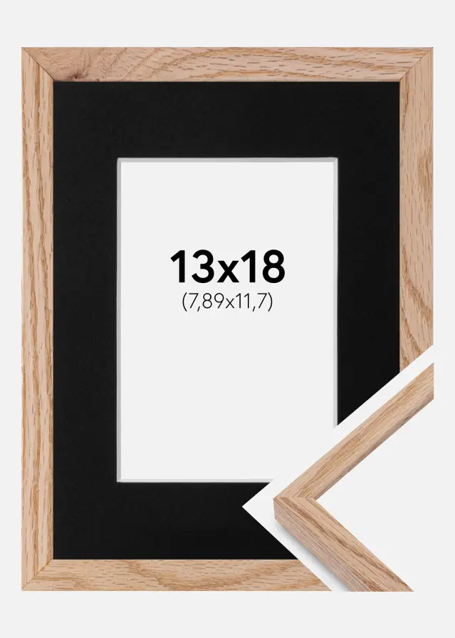 Ram med passepartou Kader E-Line Eiken 13x18 cm - Passe-partout Zwart 3,5x5 inches