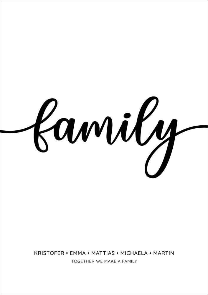 Personlig poster Family - White